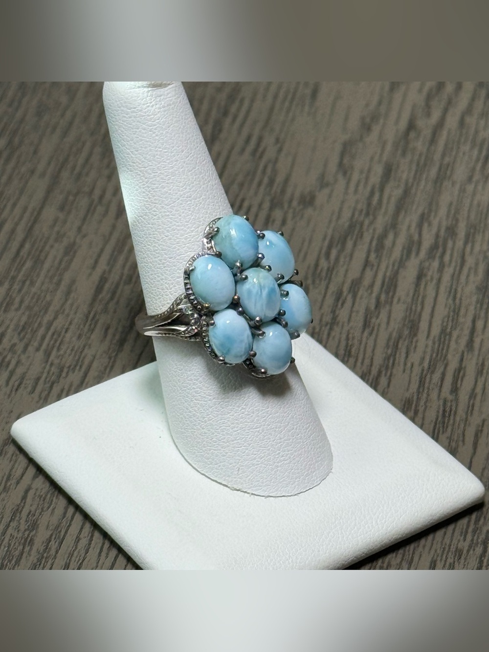 D’Joy .925 Larimar Stone Cluster Ring